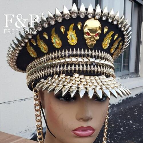Burning Man Festival Captain Hat officer Hat Military Captains Rave Bespoke Hat Costumes Gypsy Boho Hippie Headpiece
