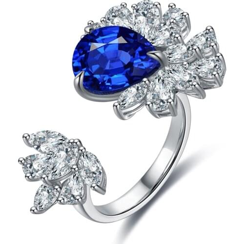 Zhanhao Fashion 5.15ct Pear Shape Lab Grown Sapphire S925 Sterling Silver Designer Jewelry Factory Direct Sale