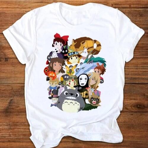 Women t shirt 2021 Totoro Cartoon Graphic t shirt 90s Girl Harajuku T shirt Fashion O-neck White Summer Short Sleeve Tops Female