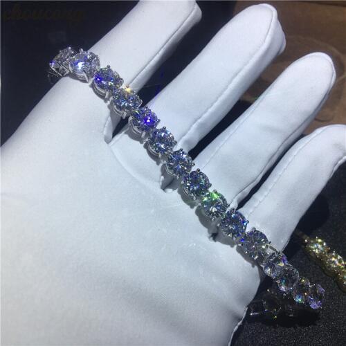 Choucong Tennis bracelet White Gold Filled 8mm AAAAA Zircon cz Silver color Wedding bracelets for women Fashion Jewerly