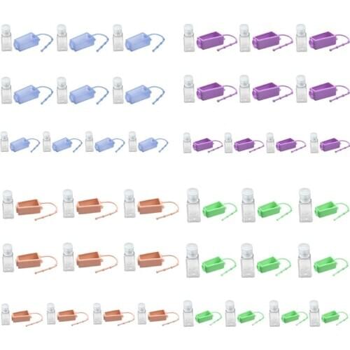 10Pcs Portable Flip Cap Refillable Empty Bottle with Solid Color Silicone Cover Keychain Holder Hand Sanitizer Container
