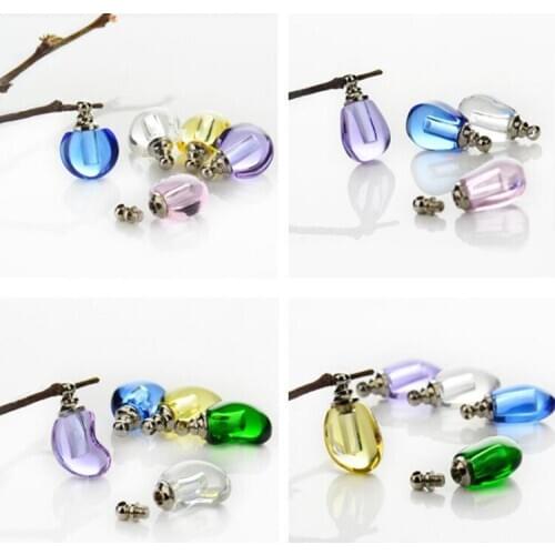 10PCS Crystal Glass vial pendant Miniature Perfume Bottle Charms Rice vials Screw Cap Necklace Rice Charms DIY Name on Rice Art