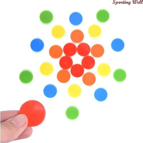 100pcs 24mm Professional Plastic Count Bingo Chips Markers for Bingo Game Cards 2cm 5Colors Red/Yellow/Blue/Green/Orange