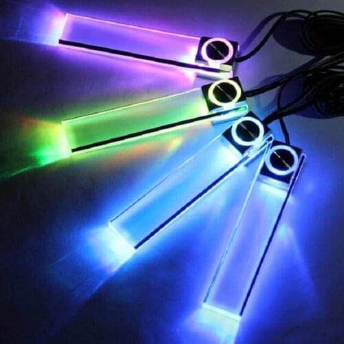 4pcs Ambient Light Car StylingLED Strip Light Multi-Colors Bowl Handle Decorative Atmosphere Lamp For Car Vehicle Interior Light