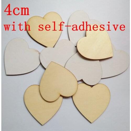 50pcs/set(with self-adhesive) 40mm Blank Unfinished Wood Heart Tags Favor Hand Stamped Wedding Love Tags String Hanging