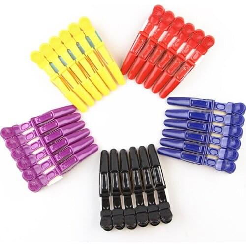 6pcs/lot Plastic Hair Clip Hairdressing Clamps Claw Section Alligator Clips Grip Barbers For Salon Styling Hair Accessories