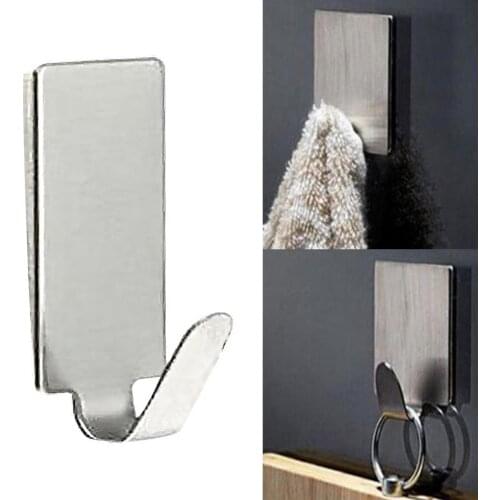 6 Pcs Stainless Steel Hanging Hook Sticky Adhesive Wall Hook Seamless Hanging Hook Towel Clothes Bathroom Hanger
