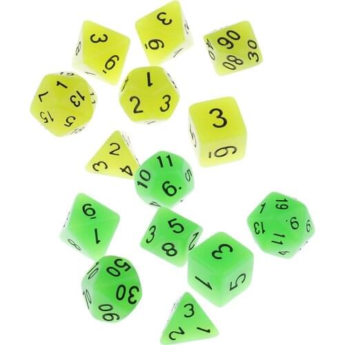 7 Pieces Digital Dices Set Glow In The Dark D4 D6 D8 D10 D20 for MTG TRPG DND Board Card Game Parts