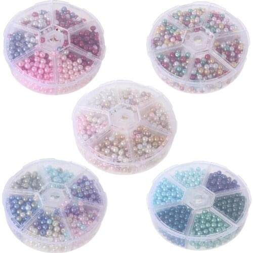 720 Pcs Colorful Loose Round Pearls Beads Assorted Multicolor Spacer Beads Plastic Craft with Storage Box for DIY Crafts