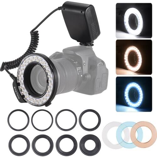 Andoer HD-130 3000K-15000K LED Ring Flash Speedlite for adapter rings 40.5mm 52mm 55mm 58mm 62mm 67mm 72mm 77mm