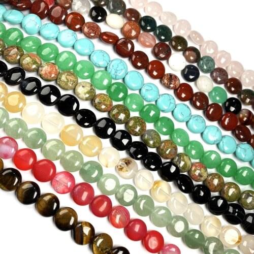 40pcs/lot Natural Stone Beads Oblate Natural Agates Loose Beads for Making Women Jewelry Necklace Bracelet Accessories 10x10x5mm