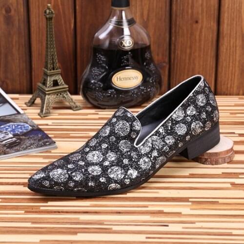 Christia Bella British Style Man Large Size Slip on Shoes Pointed Toe Party Male Genuine Leather Shoes Men Printing Flats Shoes