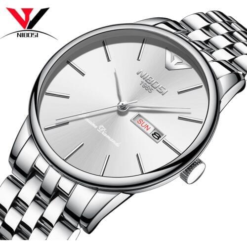 Erkek Kol Saati NIBOSI Mens Watch Waterproof Date And Day Watch Men Fashion Dress Quartz Analog Wristwatch Relogios Homme Saat