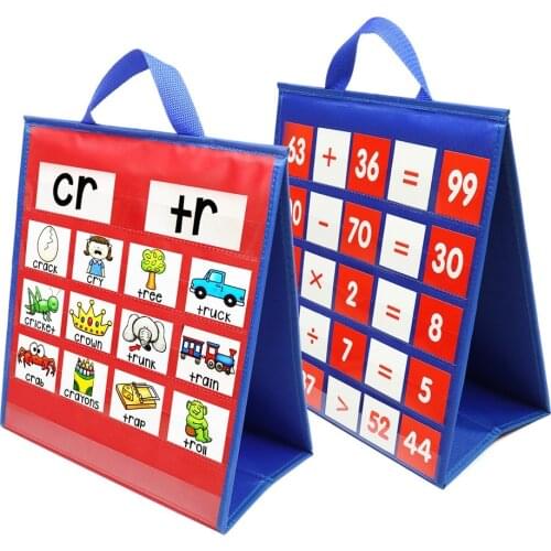 Godery Double-sided Self-standing Foladble Desktop Pocket Chart for Classroom Home Teaching Kids Children Educational Tools