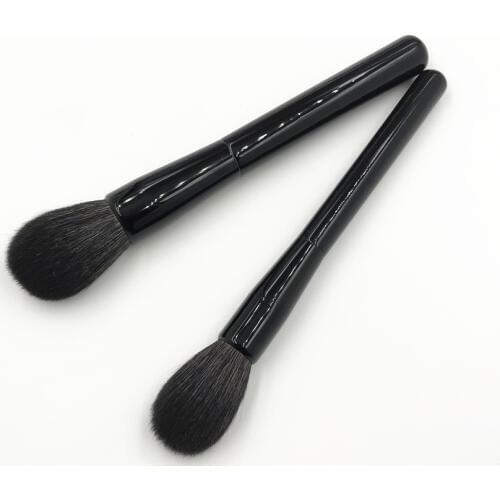 High Quality Natural Goat Hair Soft Dense Bristle Single Big Powder Brush Loose Compact Powder Blush Make up Brush Black