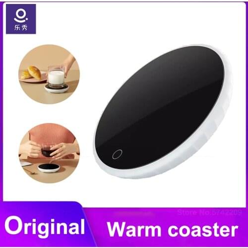 ROSOU Mini Heating Coaster Wired Mat Automatic insulation 55℃ Heat Tempered Glass Panel Keep Coffee Tea Warmer Heating Coaster