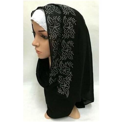 ML109 (12 pieces/lot) rhinestones muslim long scarf islamic hijab women shawls assorted colors