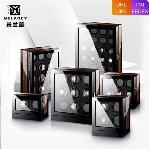 Watch Winder Motor 2 4 6 9 12 24 Auto Watches Box Wood Touch Screen Black Boxs Watches Storage