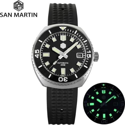 San Martin Retro Men Dive Watch Original Design Sapphire NH35A Mechanical Wrist Watches 20Bar C3 Luminous Automatic Watch