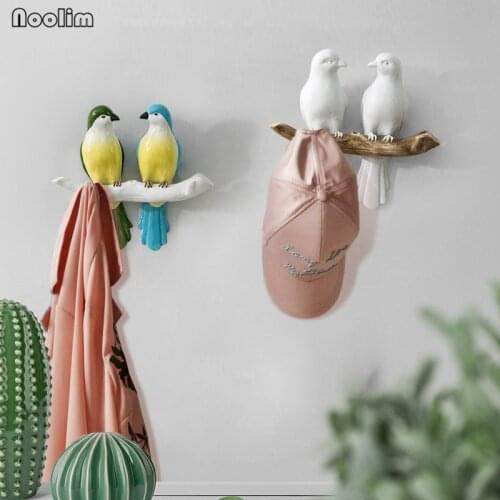 NOOLIM Simple European Fresh Pastoral Stereo Lucky Bird Hook Creative Porch Entrance Wall Decoration Coat Hook Key Holder