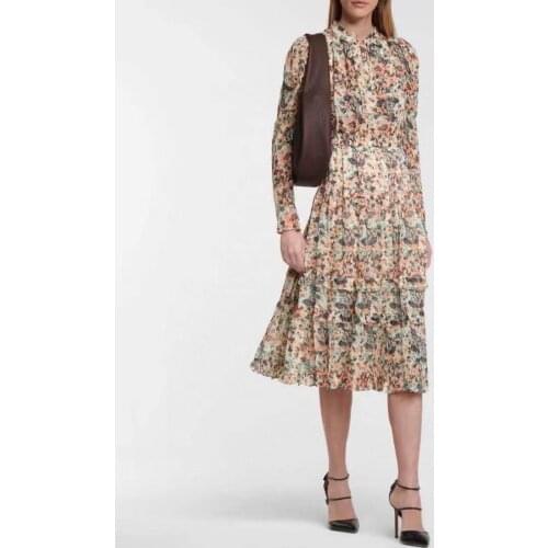 2021 New Fresh Gardenia Print Long Sleeve Dress