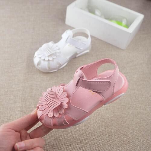 2021 Summer New Soft Bottom Girls Princess Shoes Cute Children Baotou Sandals Crystal Non-Slip Wear-Resistant Girls Sandals