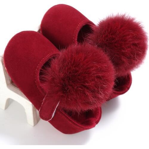 Lovely Cute Infant Baby Girl Shoes Toddler Pre-walkers Princess Hair Ball Crib Shoes 0-18M Bebe Shoes New