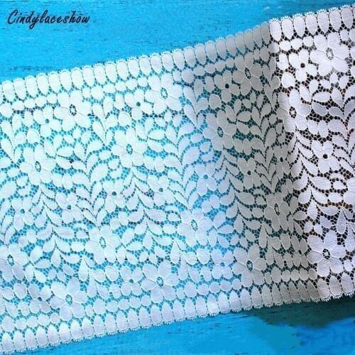 2Yards 22cm Width White Hollow Elastic Lace Trim DIY Headband Clothing Accessories Stretch Lace fabric Underwear Sewing Material
