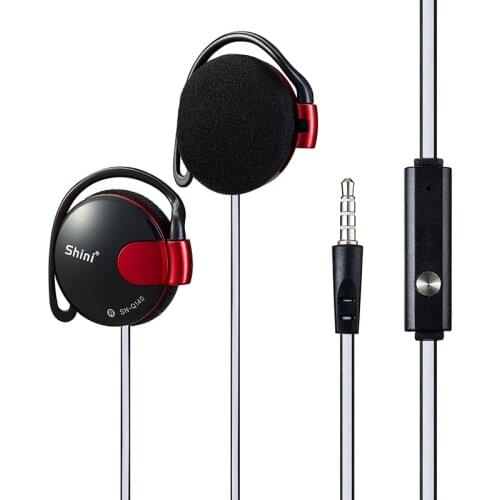 Shini 3.5mm Wired Headphones Super Bass Earphones Noise Canceling Headset Earhook With Mic For iPhone Xiaomi Samsung Huawei