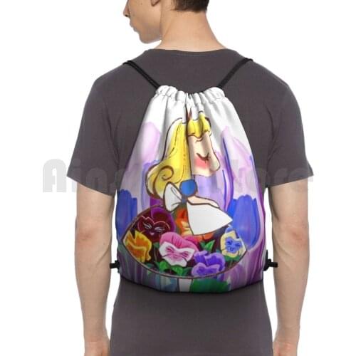 Alice ( Customizable ) Backpack Drawstring Bag Riding Climbing Gym Bag Alice In Fantasy Movies Books Fandom Geeky Nerdy Kids