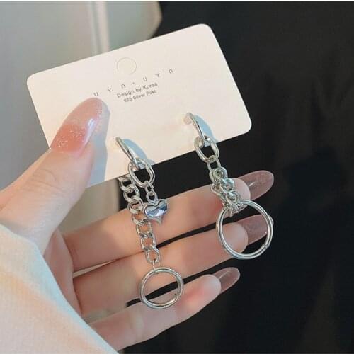 Fashion Boho Street Style Piercing Punk Asymmetry Heart Circle Drop Earrings for Women Girl Bijoux Pendientes Brincos Mujer