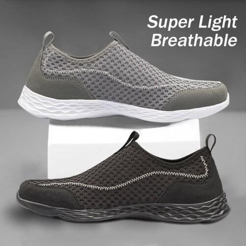 Summer All Mesh Mens Casual Shoes Light Breathable Sneakers Shoes Men Outdoor Water Leak Quick Drying Loafers Shoe Plus Size 15