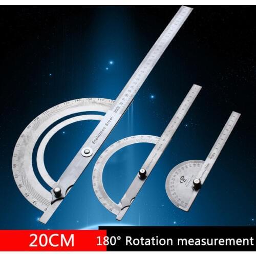 Stainless Steel Round Head 180 degree Protractor Angle Finder Rotary Measuring Ruler Machinist Tool 20cm Craftsman Ruler
