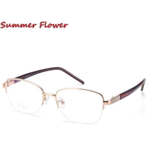 Stones Fashion Women Eyewear Designer Progressive Glasses Rhinestone Frame Light Pure Titanium Super Quality Eyewear