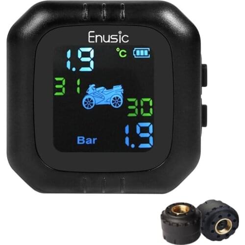 Waterproof LCD Motorcycle TPMS Tire Pressure Monitor System with 2 External Sensor