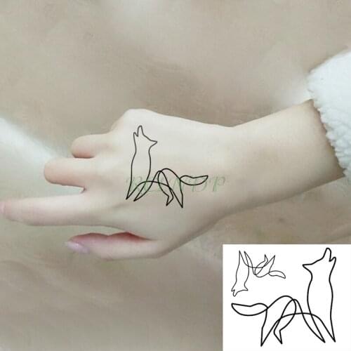 Waterproof Temporary Tattoo Sticker Geometric animal Fox Wolf Fake Tatto Flash Tatoo Foot Arm hand Neck for Girl Women Men