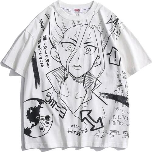 Japanese Streetwear T Shirt Men Women Anime Manga Kanji Printed Cotton Short Sleeve Hip Hop Harajuku Couple Fashion Tshirt