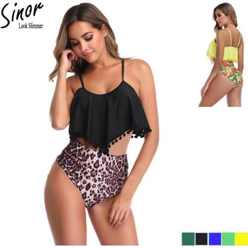 2019 New style high-waisted-flounced swimsuit Womens European and American-style bikini swimsuit