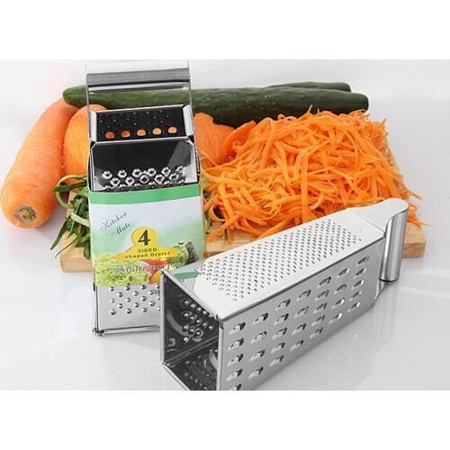 1PC Stainless Steel Multifunctional 4 Sided Blades Cheese Vegetables Grater Carrot Cucumber Slicer Cutter Box Container KX 237
