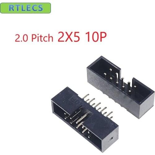 10 Pcs Box Header 10 Pin 2x5P 2.0mm Pitch Male Shrouded PCB straight IDC Socket dual rows space 2.0 Through hole DIP