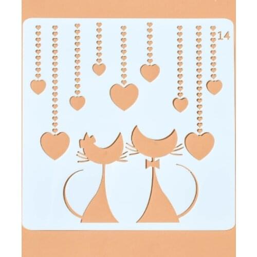 13*13 Lovely cat Layering Stencils for Diy scrapbook/photo album Decorative Embossing coloring,painting stencil,home decor