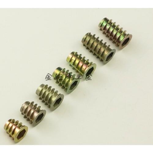 20Pcs M4 M5 M6 M8 Zinc Alloy Thread For Wood Insert Nut Flanged Hex Drive Head Furniture Nuts