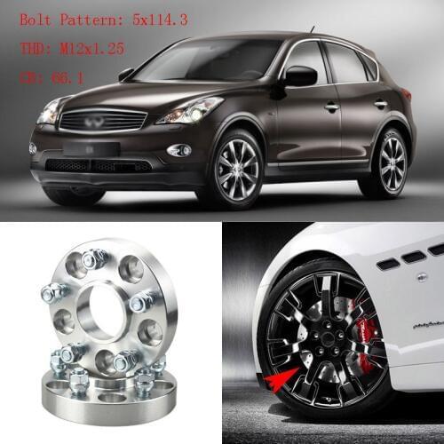4pcs 1" Wheel Spacers Adapters 5 Lug 5x4.5"/5x114.3-12x1.25 Studs For Infiniti EX 2008