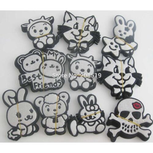 AENVNO Mixed Animal Patches for baby clothes 20pcs sIlver Glitter iron on patch sewing supplies