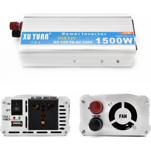 1500W Car and Home Power Inverter DC 12V/24V to AC 110V/220V Power Converter Short Circuit Automatic Protection Inverter