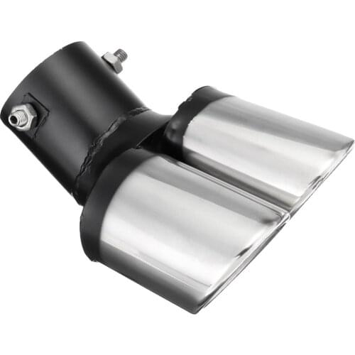 CAR REAR CURVED GUAL EXHUAST MUFFLER PIPE TRIM TIPS CHROME TAIL DURABLE