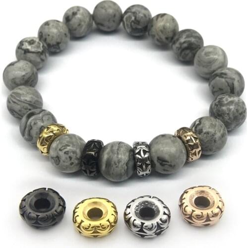 3mm Hole 316l Stainless Steel Basic Beads Moustache Pattern Spacer Beads for Jewelry Making Wholesale Metal Beads Jewelry