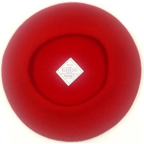Basica red Elósegui Basque beret 100% Australian merino wool txapela, anti-moth treatment