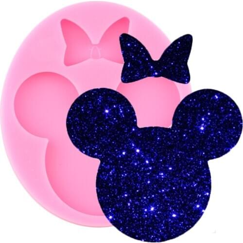Shiny Mouse Head Silicone Mold Keychains Mould for Key Chain Pendant Polymer Clay DIY Earrings Jewelry Making Epoxy Resin Molds
