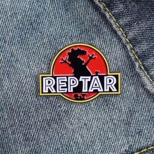 Movie Jurassic Enamel Brooch Dinosaur Lapel Badge Cartoon Animal Dragon Brooch Denim Shirt Dark Punk Adventure Jewelry Fan Gift